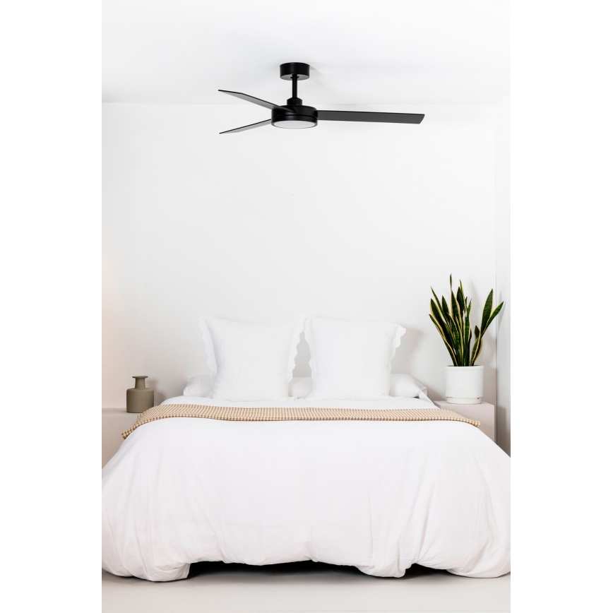 FARO 34261 - LED Griestu ventilators BARTH LED/24W/230V Wi-Fi melna + tālvadības pults