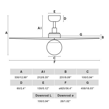 FARO 34278-11L - Griestu ventilators KLIM S 1xE27/15W/230V koks/melna d. 92,5 cm + tālvadības pults