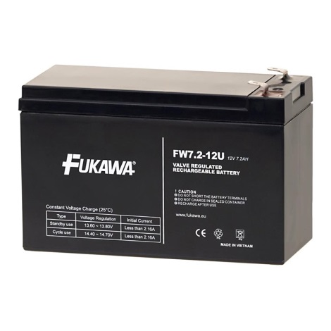 FUKAWA FW 7.2-12 F2U -  Svina-skābes baterija 12V/7.2Ah/faston 6.3 mm