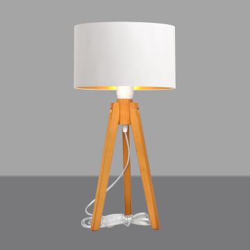 Galda lampa ALBA 1xE27/60W/230V balta/zelta/ozols