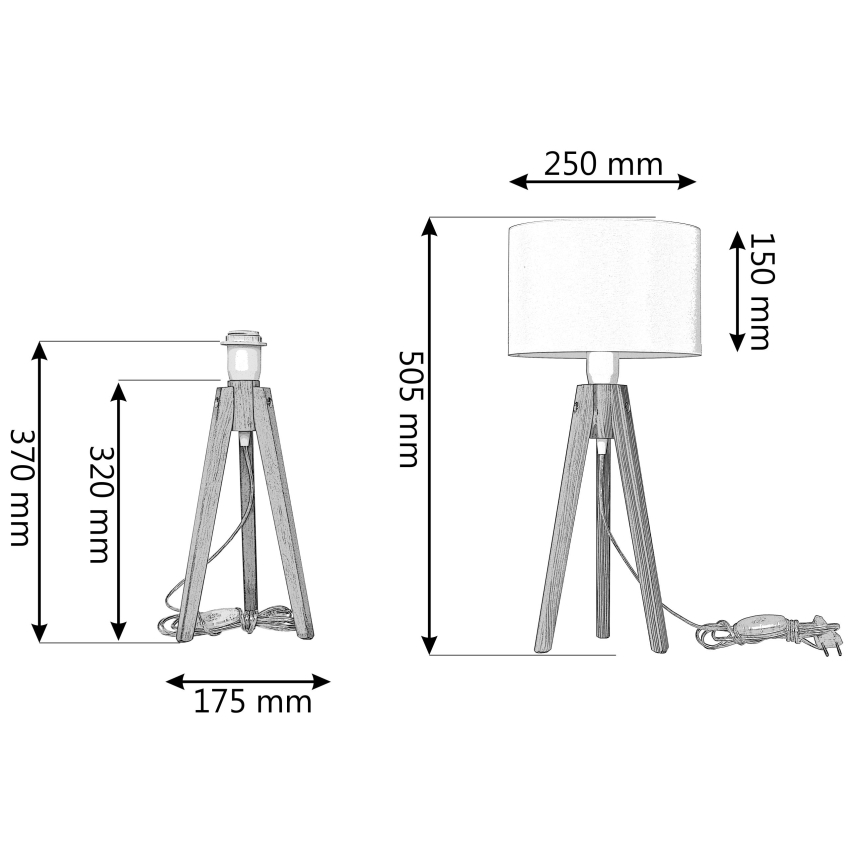 Galda lampa ALBA 1xE27/60W/230V krēmkrāsa/ozols