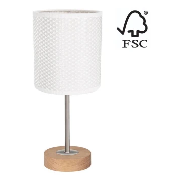 Galda lampa BENITA 1xE27/60W/230V 30 cm balta/ozols – FSC sertificēts
