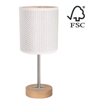 Galda lampa BENITA 1xE27/60W/230V 30 cm krēmkrāsa/ozols – FSC sertificēts