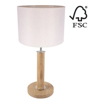 Galda lampa BENITA 1xE27/60W/230V 48 cm krēmkrāsa/ozols – FSC sertificēts