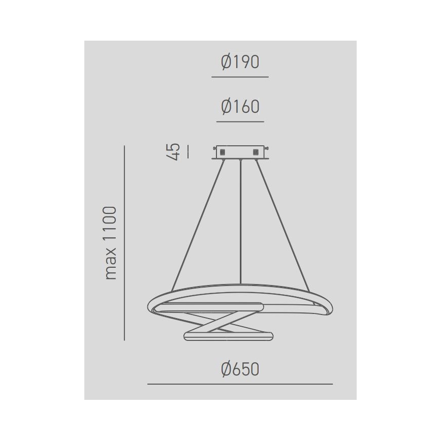 Gea Luce DIVA S G TITANIO - LED Aptumšojama lustra ar auklu DIVA LED/44W/230V pelēka