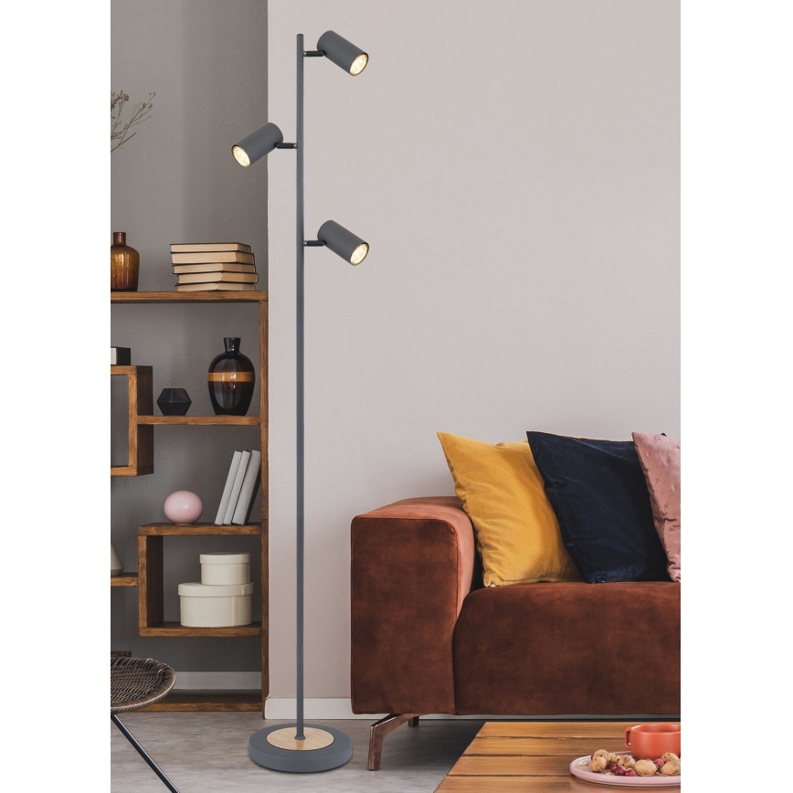 Globo - Grīdas stāvlampa 3xGU10/5W/230V pelēka