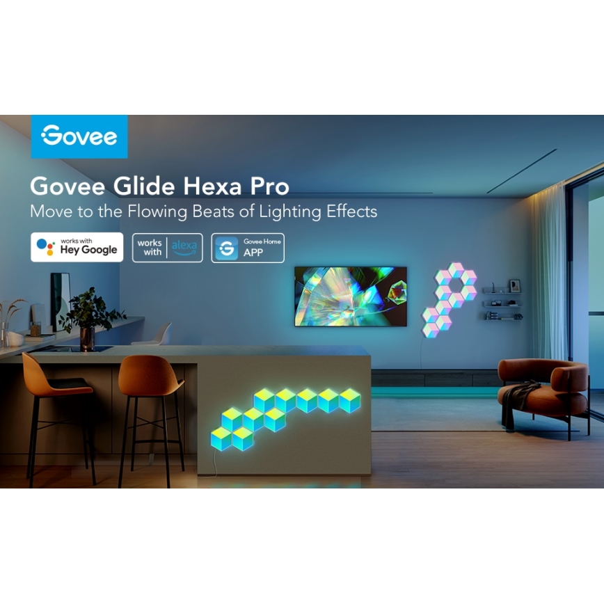 Govee - KOMPLEKTS 10x LED Lampa Glide Hexa Pro LED Smart RGBIC Wi-Fi