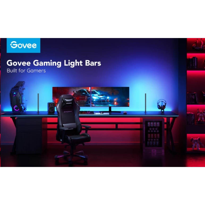 Govee - KOMPLEKTS 2x Smart Gaming Wi-Fi LED RGBIC Panels + Smart Dual + tālvadības pults