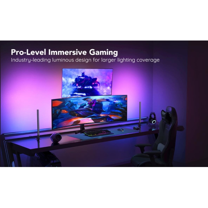 Govee - KOMPLEKTS 2x Smart Gaming Wi-Fi LED RGBIC Panels + Smart Dual + tālvadības pults