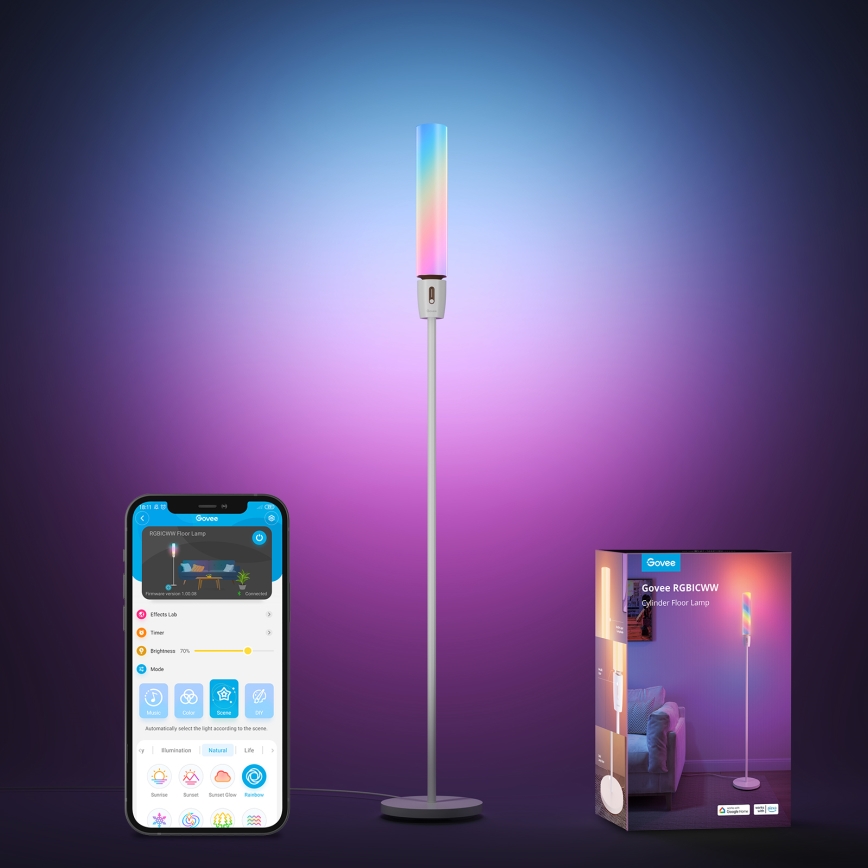 Govee - LED Aptumšojama grīdas stāvlampa CYLINDER SMART RGBICWW 2200-6500K