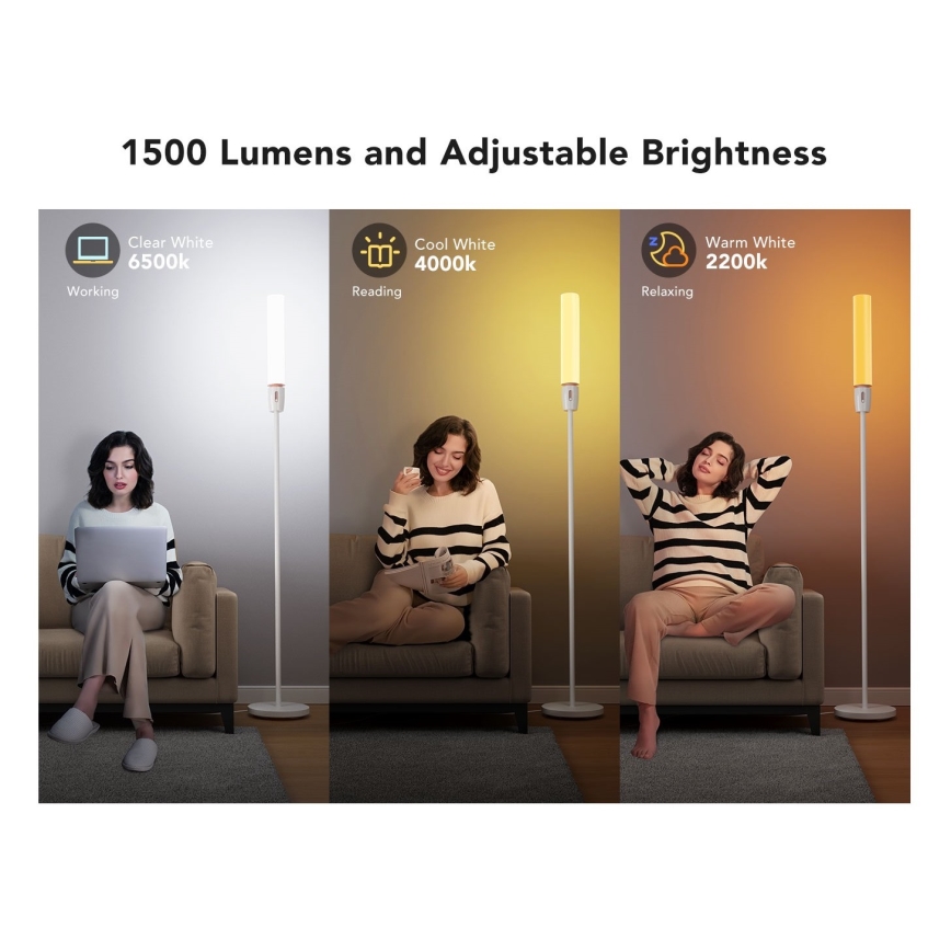 Govee - LED Aptumšojama grīdas stāvlampa CYLINDER SMART RGBICWW 2200-6500K