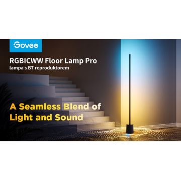 Govee - LED Grīdas stāvlampa ar skaļruni Pro RGBICWW 2200-6500K Wi-Fi + tālvadības pults