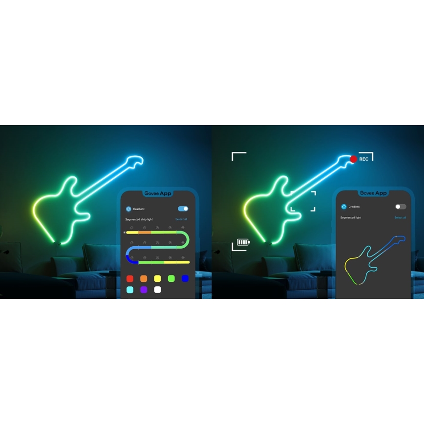 Govee - Neon 2 MATTER salokāma LED josla 5m RGBIC Wi-Fi IP67