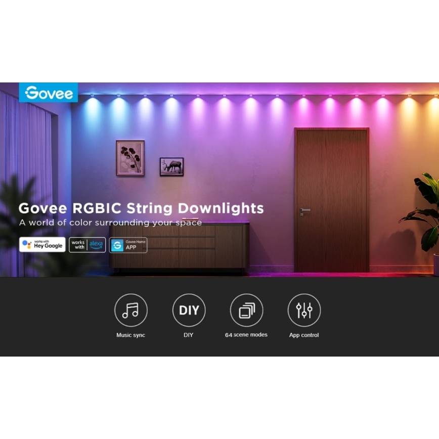 Govee - RGBIC LED Aukla Downlights 5m Wi-Fi