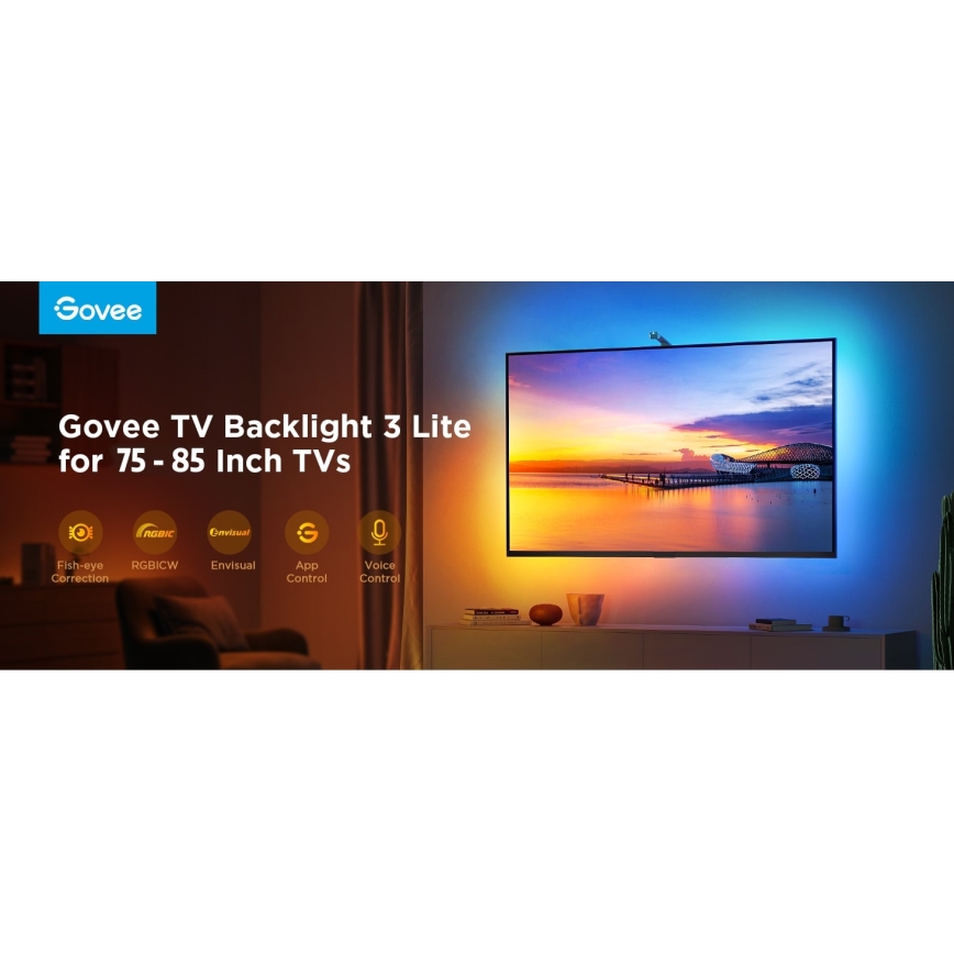 Govee - TV Backlight 3 Lite TV 75-85" SMART LED aizmugurējais apgaismojums RGBICW Wi-Fi IP67 + tālvadības pults