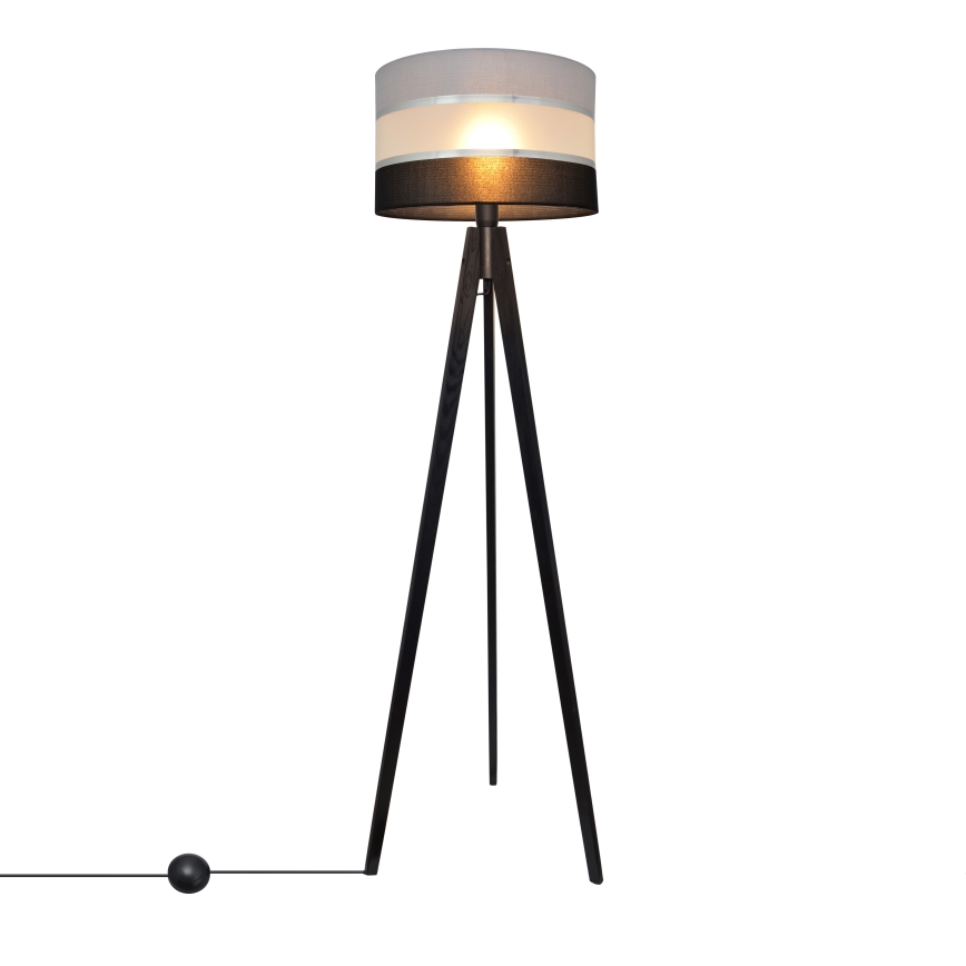 Grīdas stāvlampa HELEN 1xE27/60W/230V pelēka/melna/hroms/priede