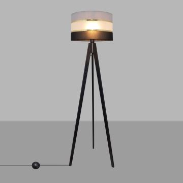 Grīdas stāvlampa HELEN 1xE27/60W/230V pelēka/melna/zelta/priede