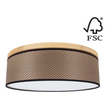 Griestu lampa BENITA 2xE27/25W/230V d. 48 cm brūna/ozols – FSC sertificēts