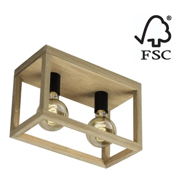 Griestu lampa KAGO 2xE27/60W/230V matēts ozolkoks - FSC sertifikāts