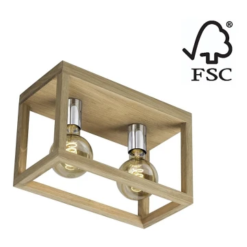 Griestu lampa KAGO 2xE27/60W/230V matēts ozolkoks - FSC sertifikāts