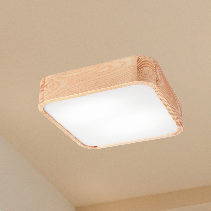 Griestu lampa NATURAL SQUARE 2xE27/15W/230V 35x35 cm priede