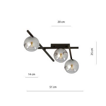 Griestu lampa SMART 3xE14/10W/230V melna/pelēka