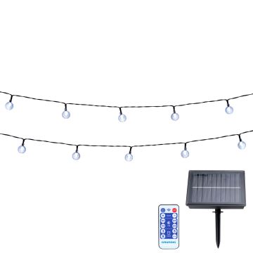 Grundig - LED Aptumšojama saules enerģijas virtene 50xLED/8 funkcijas 9,35m silti balta + tālvadības pults