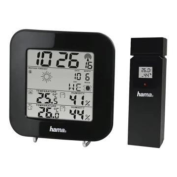 Hama - Laika stacija ar LCD ekrānu un modinātāju 2xAA melna