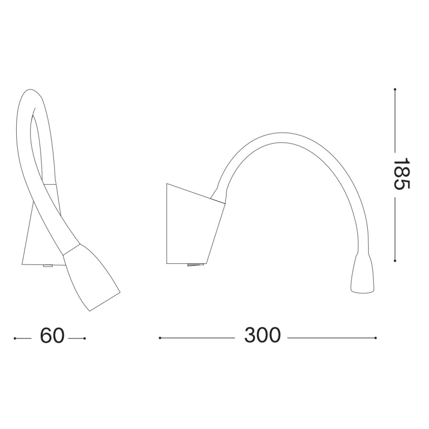 Ideal Lux - LED Elastīga maza lampa GOOSE LED/3W/230V melna