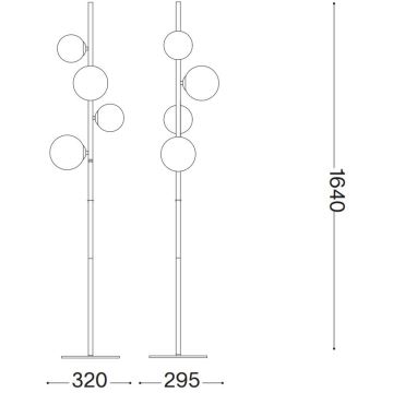 Ideal Lux - LED Grīdas stāvlampa PERLAGE 4xG9/3W/230V melna