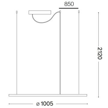 Ideal Lux - LED Lustra ar auklu HULAHOOP LED/46W/230V d. 100 cm balta