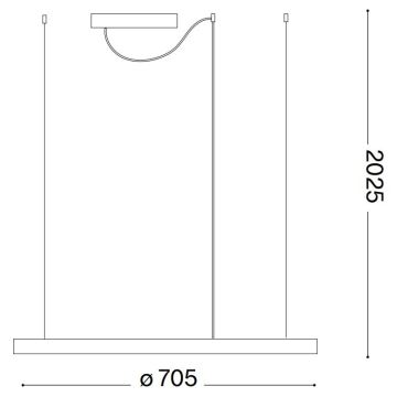 Ideal Lux - LED Lustra ar auklu ORACLE SLIM LED/38W/230V d. 70 cm melna