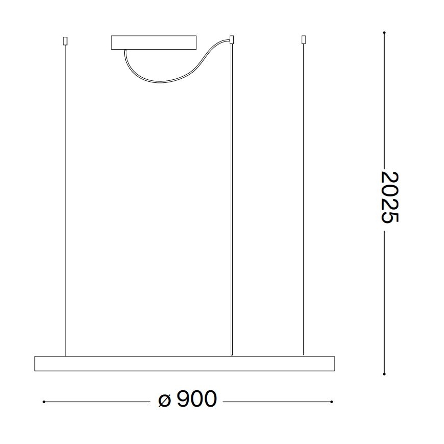 Ideal Lux - LED Lustra ar auklu ORACLE SLIM LED/55W/230V d. 90 cm melna