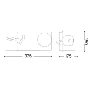 Ideal Lux - LED Sienas lampa ar flexible maza lampa BOOK 1xG9/28W + LED/3W/230V USB melna