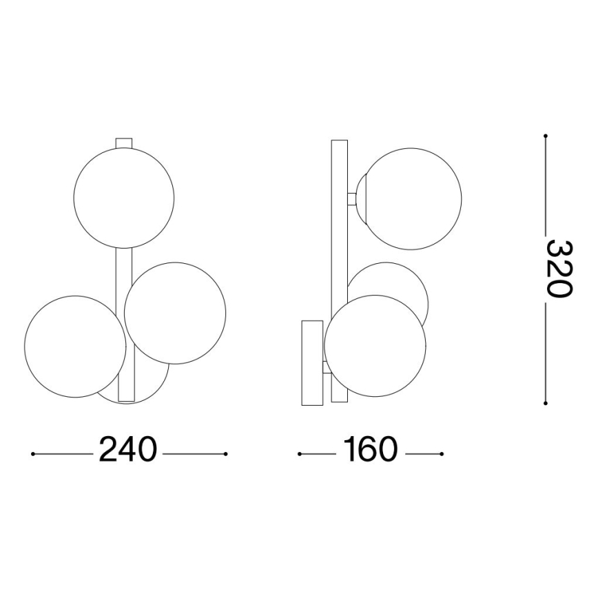 Ideal Lux - LED Sienas lampa PERLAGE 3xG9/3W/230V melna