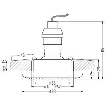 Iegremdēts gaismeklis SOC 1xGU10/50W/230V melns