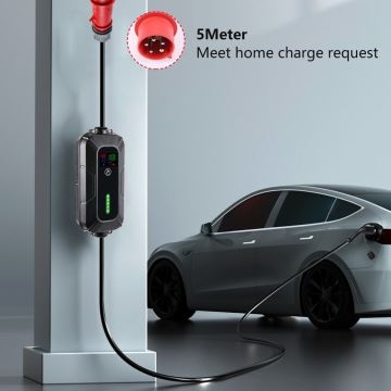 Immax - EV ceļojumu uzlādes stacija elektromobiļiem AC Tips 2 32A/380V 22kW 5m + apvalks