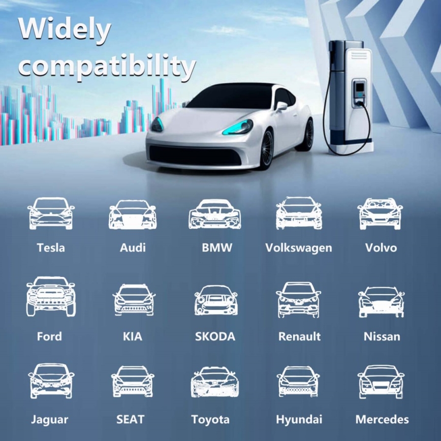 Immax - EV ceļojumu uzlādes stacija elektromobiļiem AC Tips 2 32A/380V 22kW 5m + apvalks