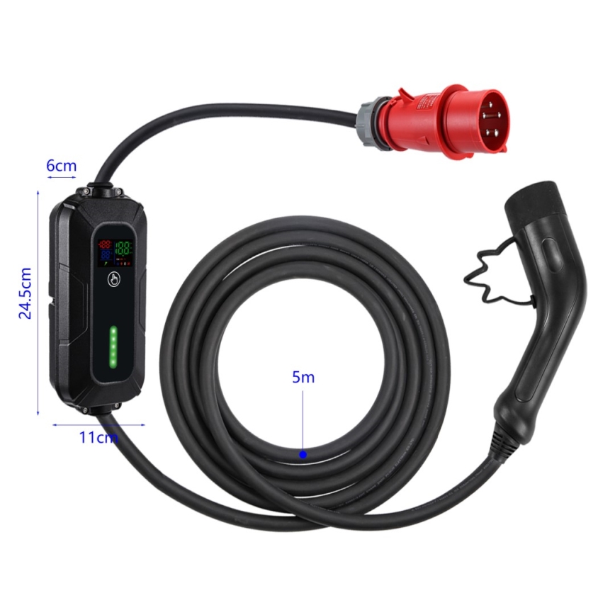 Immax - EV ceļojumu uzlādes stacija elektromobiļiem AC Tips 2 32A/380V 22kW 5m + apvalks