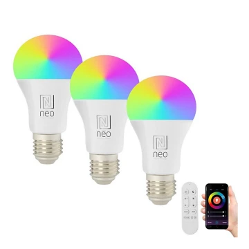 Immax NEO 07712CDO - KOMPLEKTS 3x LED RGB+CCT Aptumšojama spuldze E27/9W/230V Wi-Fi Tuya + tālvadības pults