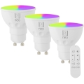 Immax NEO 07724CDO - KOMPLEKTS 3x LED RGB+CCT Aptumšojama spuldze GU10/6W/230V 2700-6500K Wi-Fi Tuya + tālvadības pults