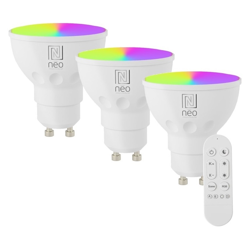 Immax NEO 07724CDO - KOMPLEKTS 3x LED RGB+CCT Aptumšojama spuldze GU10/6W/230V 2700-6500K Wi-Fi Tuya + tālvadības pults