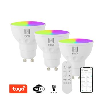 Immax NEO 07724CDO - KOMPLEKTS 3x LED RGB+CCT Aptumšojama spuldze GU10/6W/230V 2700-6500K Wi-Fi Tuya + tālvadības pults