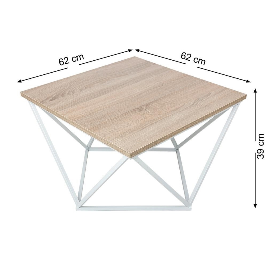 Kafijas galdiņš CURVED 62x62 cm balts/brūns