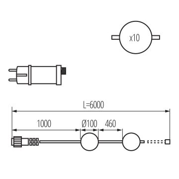 LED Āra dekoratīva virtene GARLAND STONO 10xLED/10W/230V 6m IP67