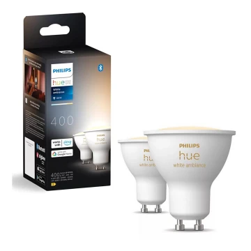 KOMPLEKTS 2x LED Aptumšojama spuldze Philips Hue WHITE AMBIANCE GU10/4,2W/230V 2200-6500K