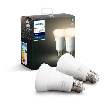 KOMPLEKTS 2x LED Aptumšojama spuldze Philips Hue WHITE E27/9W/230V 2700K