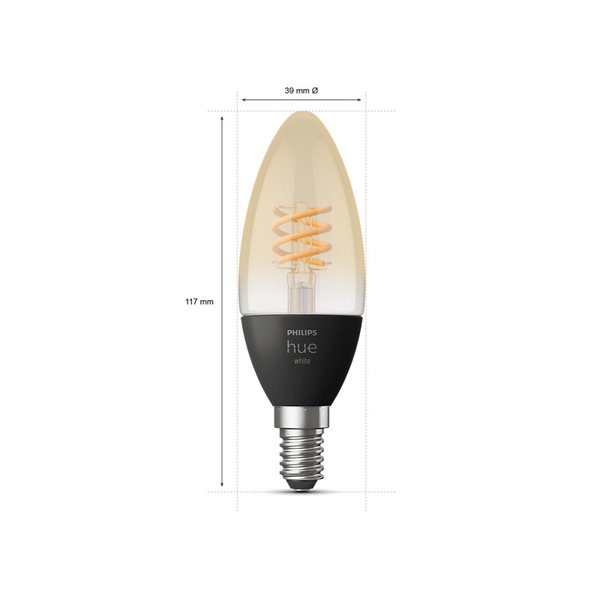 KOMPLEKTS 2x LED Aptumšojama spuldze Philips Hue WHITE FILAMENT E14/4,5W/230V 2100K