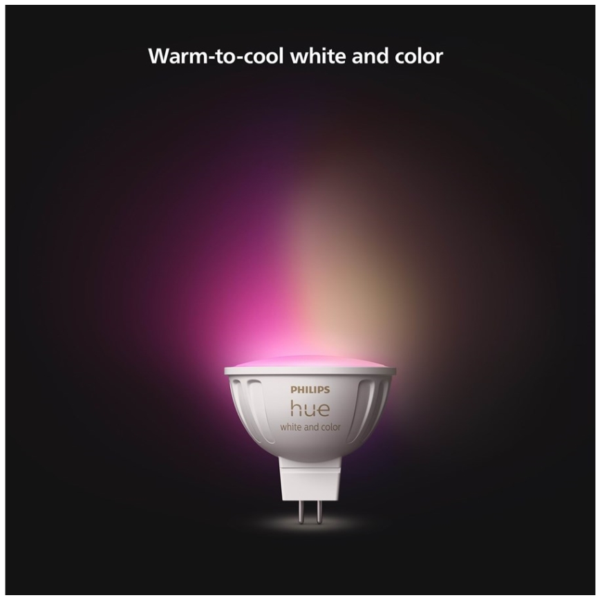 KOMPLEKTS 2x LED RGBW Aptumšojama spuldze Philips Hue White And Color Ambiance GU5,3/MR16/6,3W/12V 2000-6500K