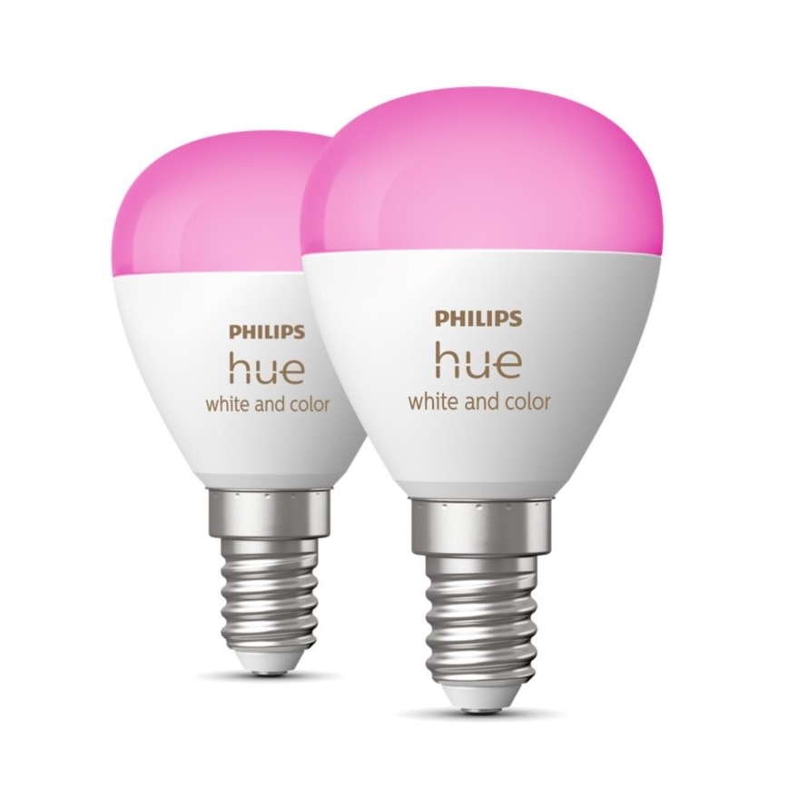 KOMPLEKTS 2x LED RGBW Aptumšojama spuldze Philips Hue White And Color Ambiance P45 E14/5,1W/230V 2000-6500K